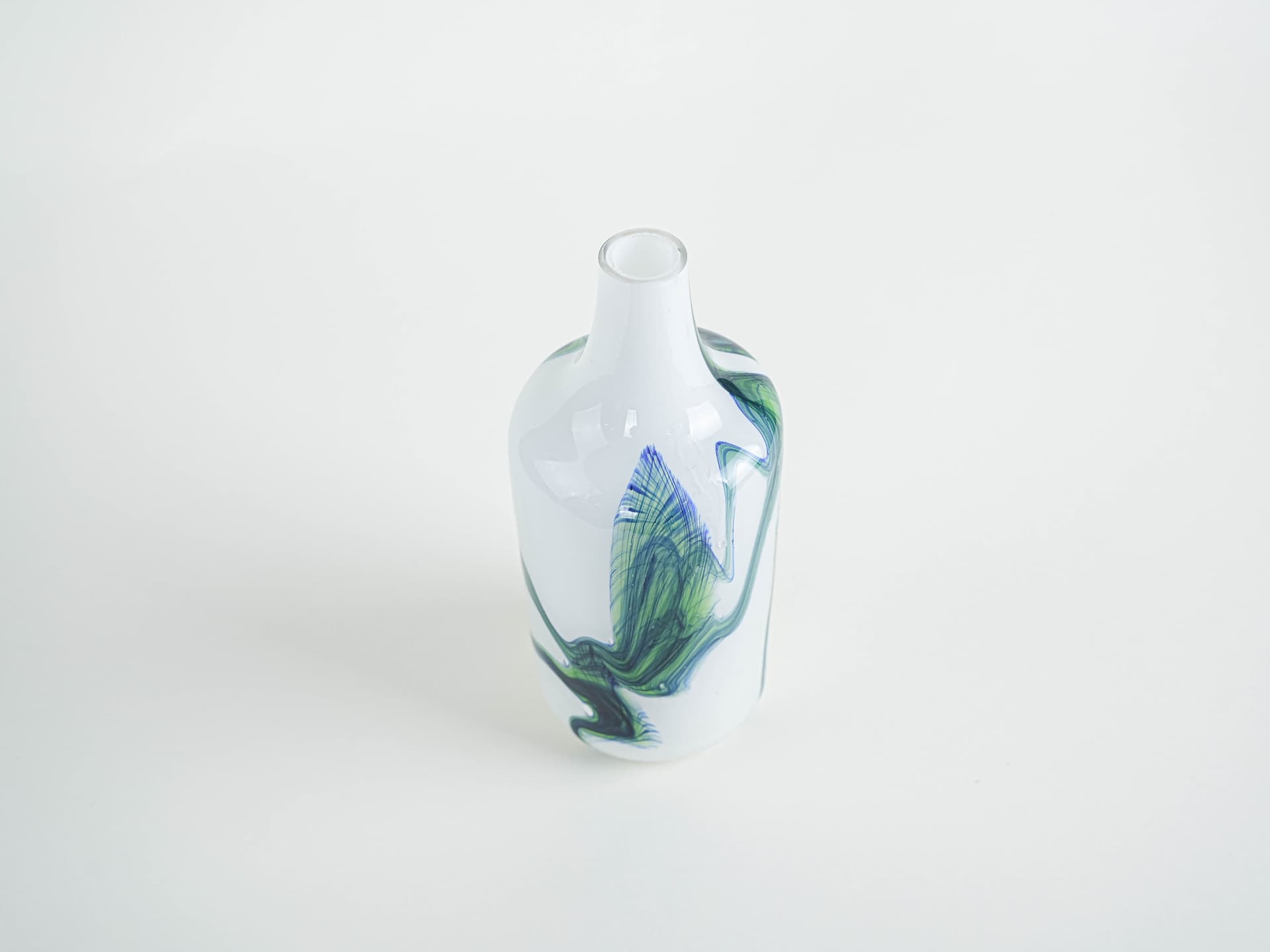 Vase, milky white green cobalt glass, Denmark, 1970s. - 322176