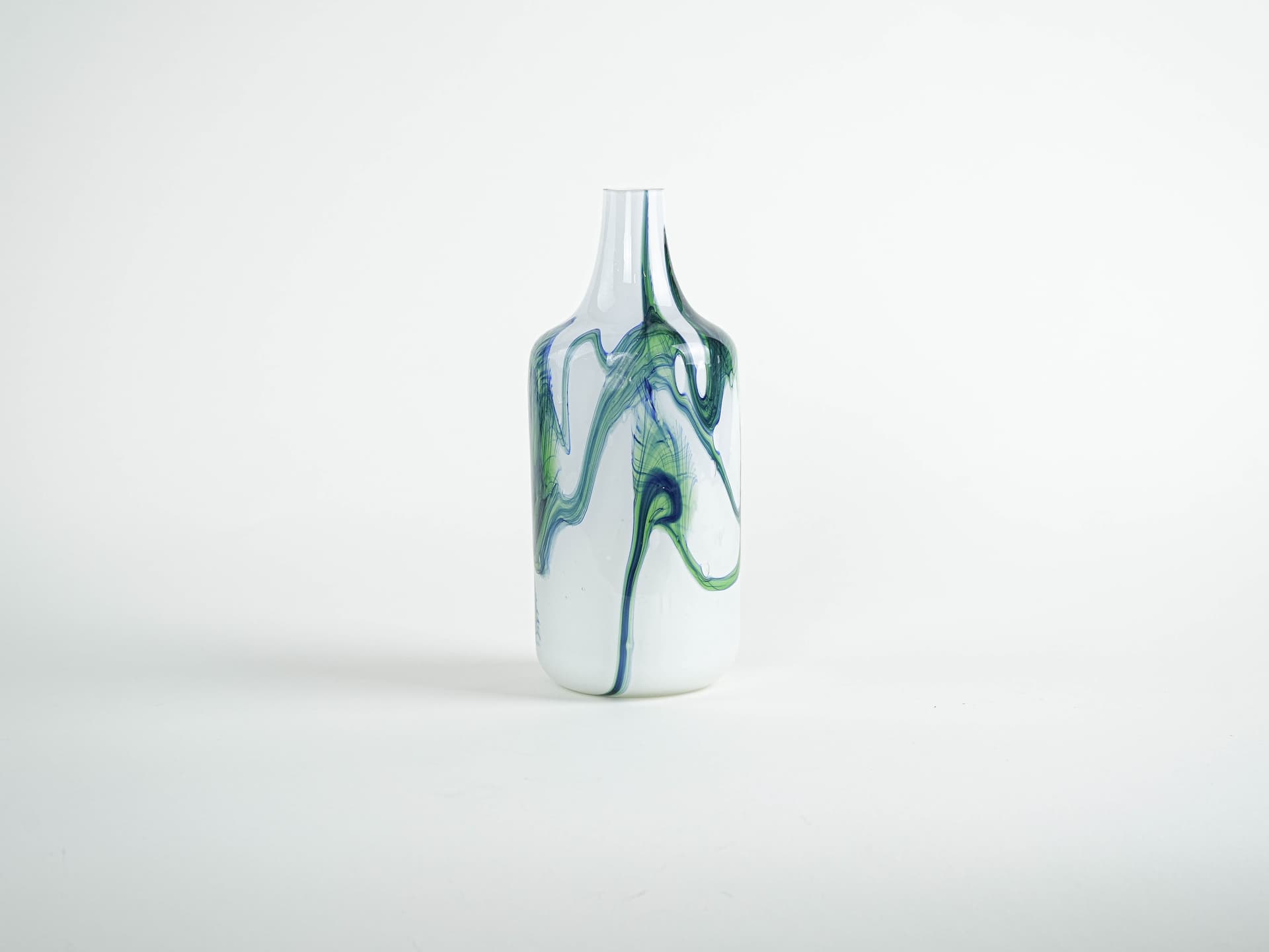 Vase, milky white green cobalt glass, Denmark, 1970s. - 322174