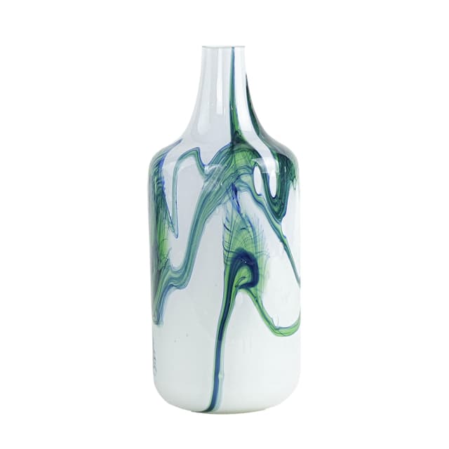 Vase, milky white green cobalt glass, Denmark, 1970s. - DIMENSION