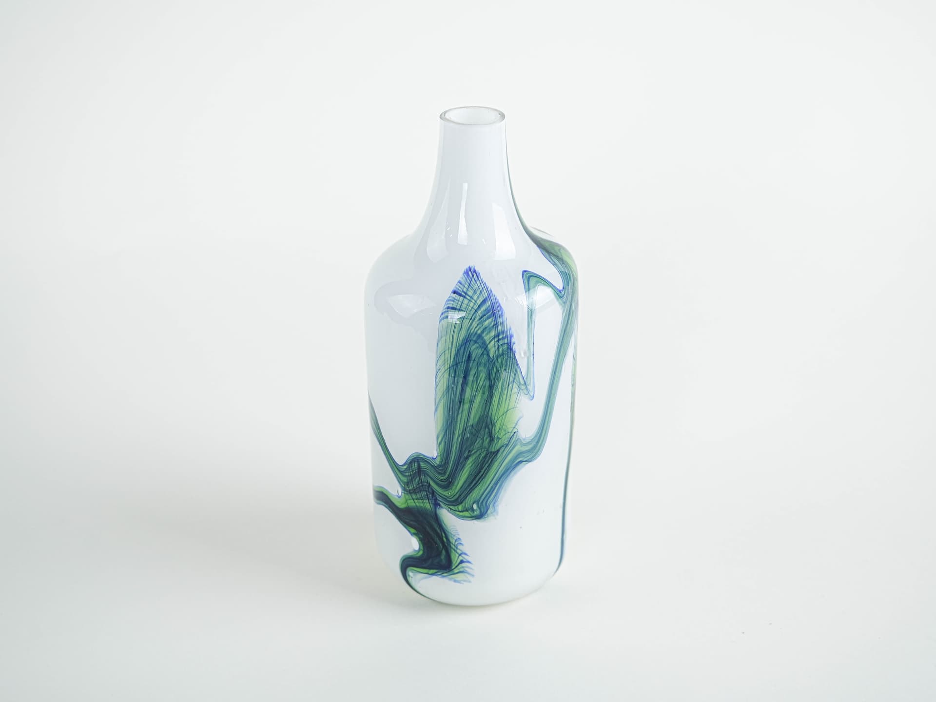 Vase, milky white green cobalt glass, Denmark, 1970s. - 322179
