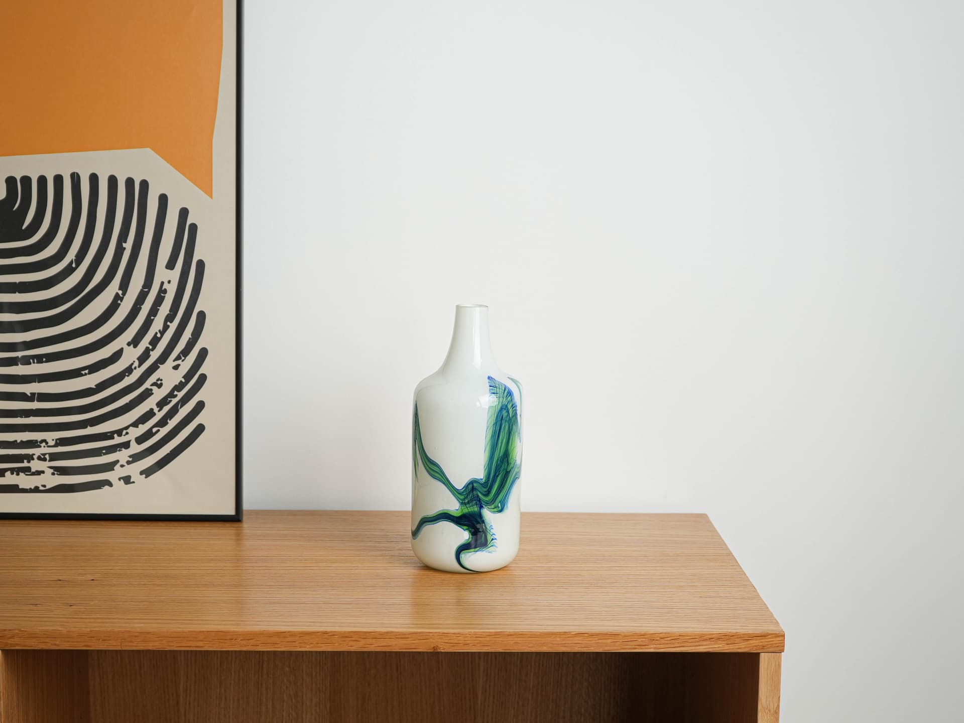 Vase, milky white green cobalt glass, Denmark, 1970s. - 322180
