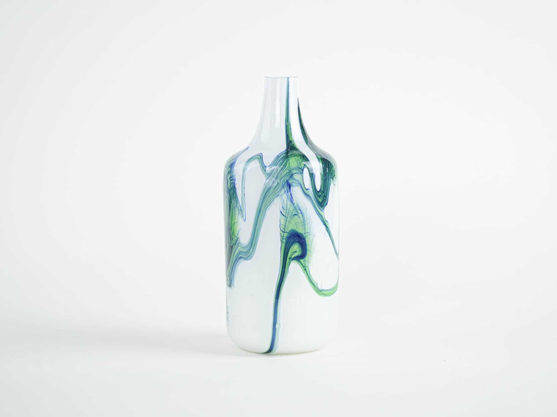 Vase, milky white green cobalt glass, Denmark, 1970s. - 322175
