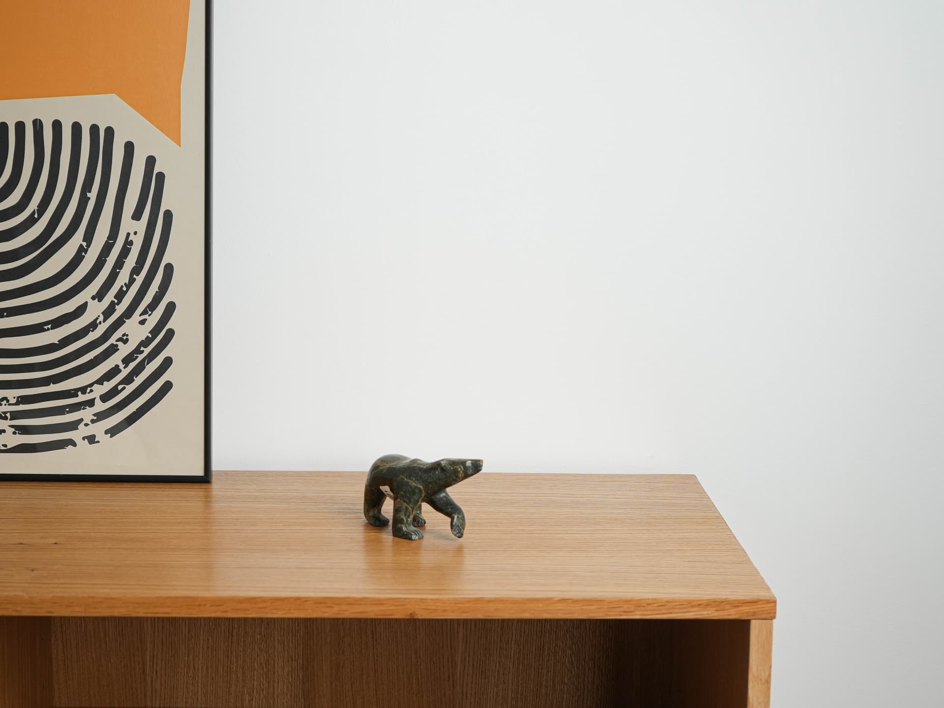 Bear figurine, green brown grey, stone, Denmark, 1970s. - 322187