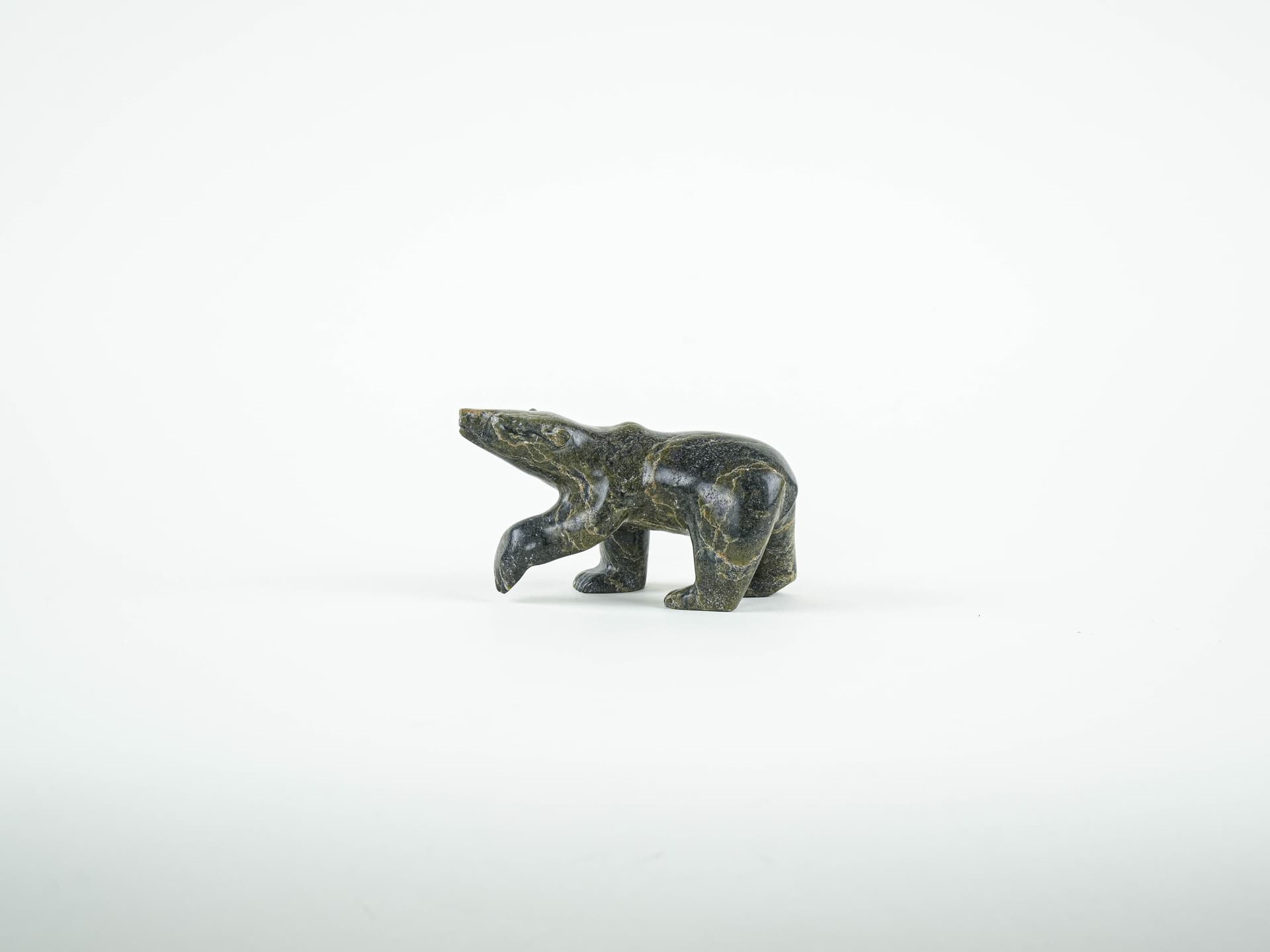 Bear figurine, green brown grey, stone, Denmark, 1970s. - 322182
