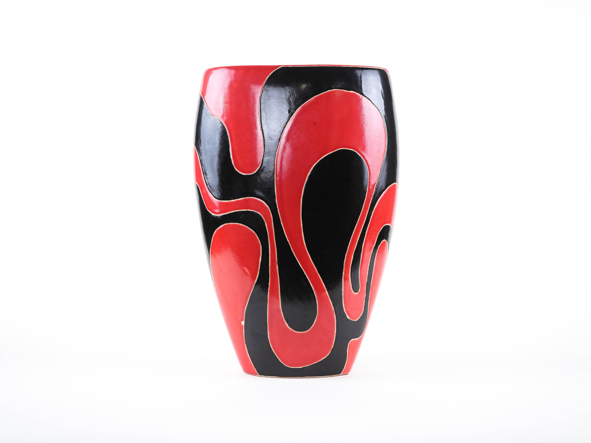 Vase, red black, ceramics, Italy, 1970s. - 322199