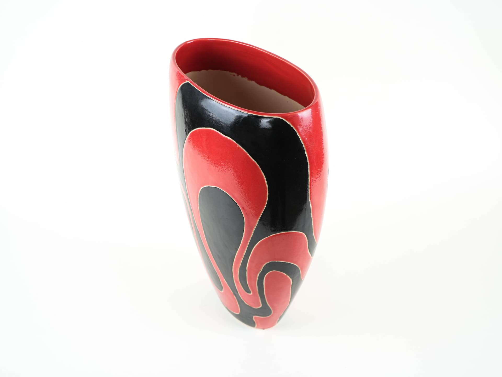 Vase, red black, ceramics, Italy, 1970s. - 322198
