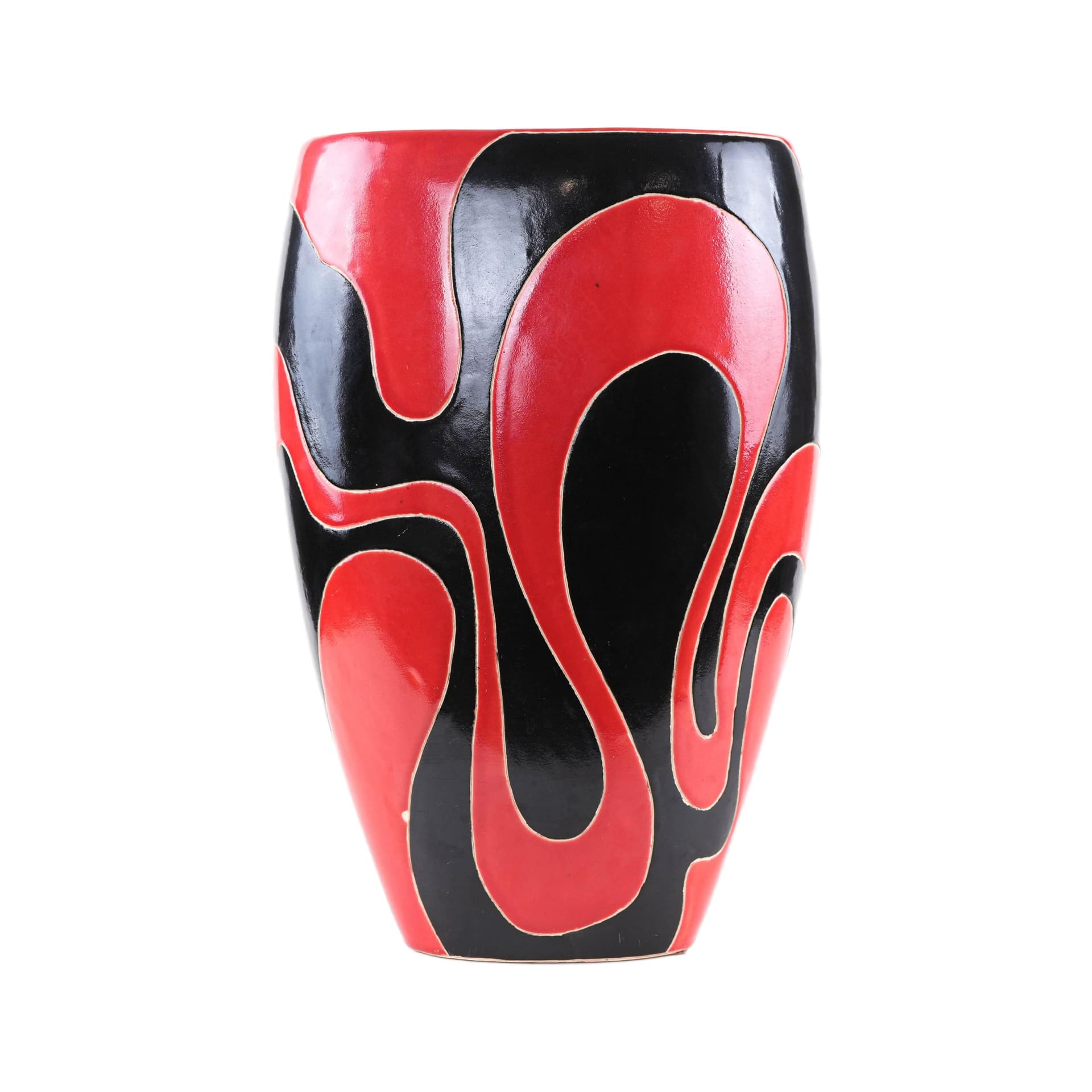 Vase, red black, ceramics, Italy, 1970s.