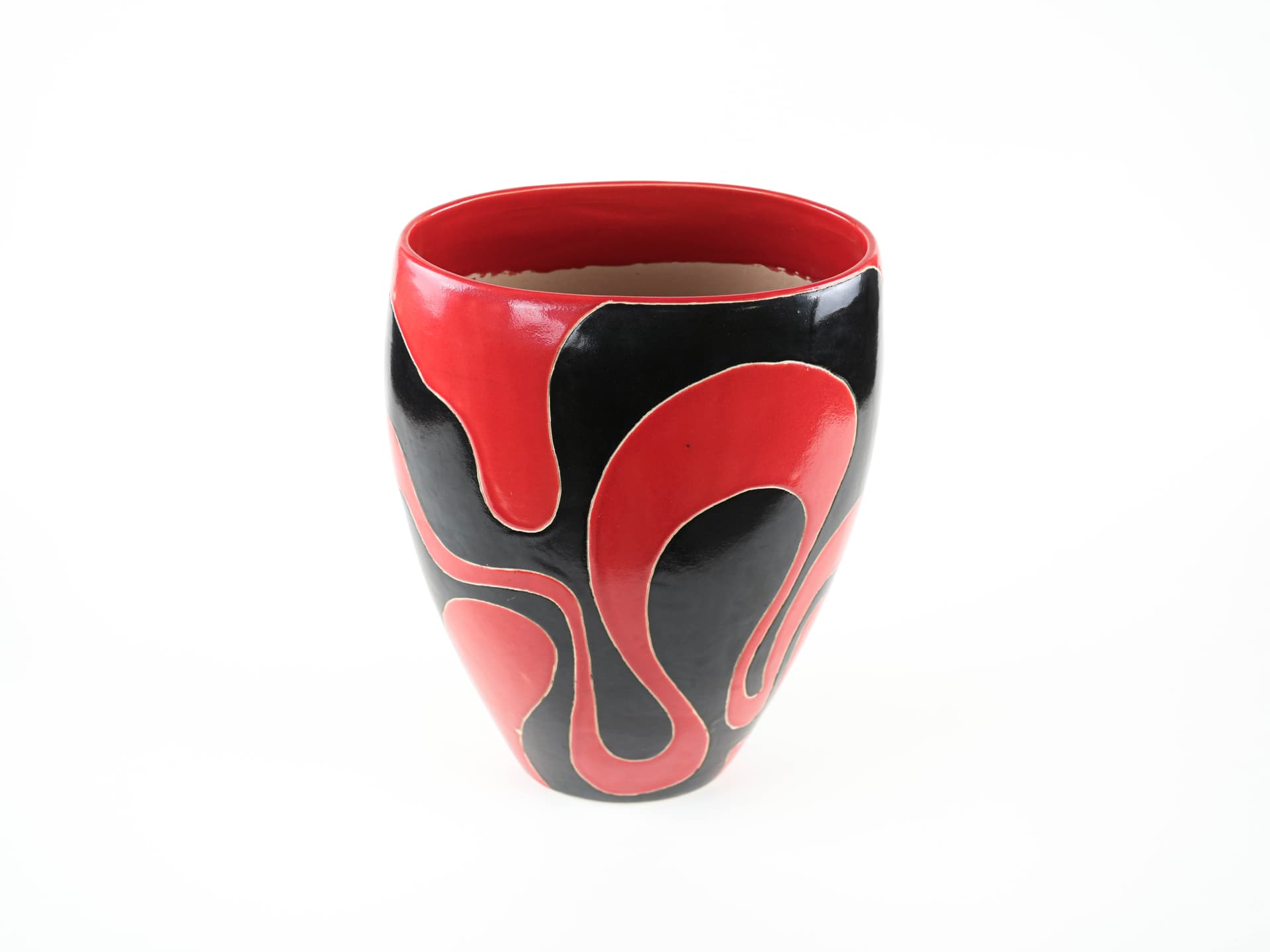 Vase, red black, ceramics, Italy, 1970s. - 322196