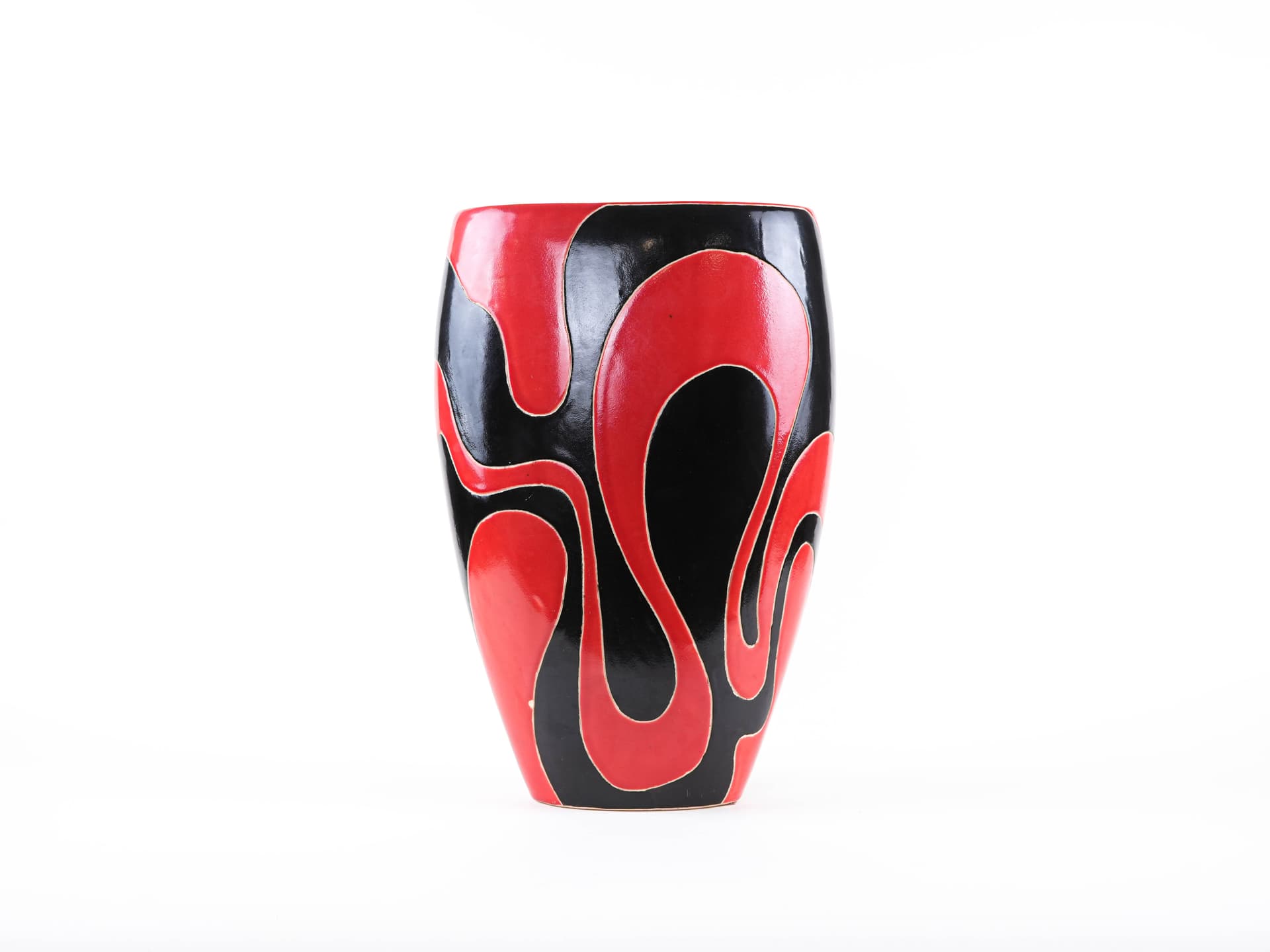 Vase, red black, ceramics, Italy, 1970s. - 322197