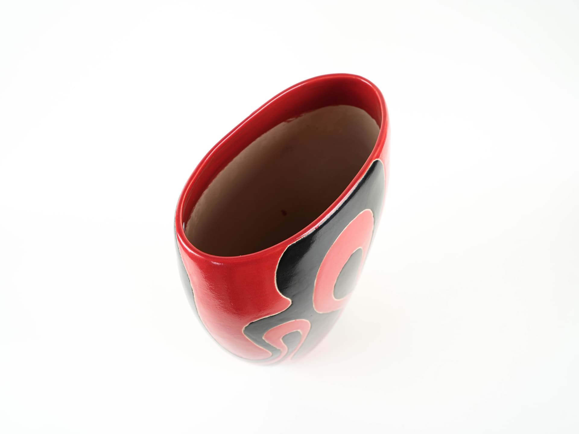 Vase, red black, ceramics, Italy, 1970s. - 322200