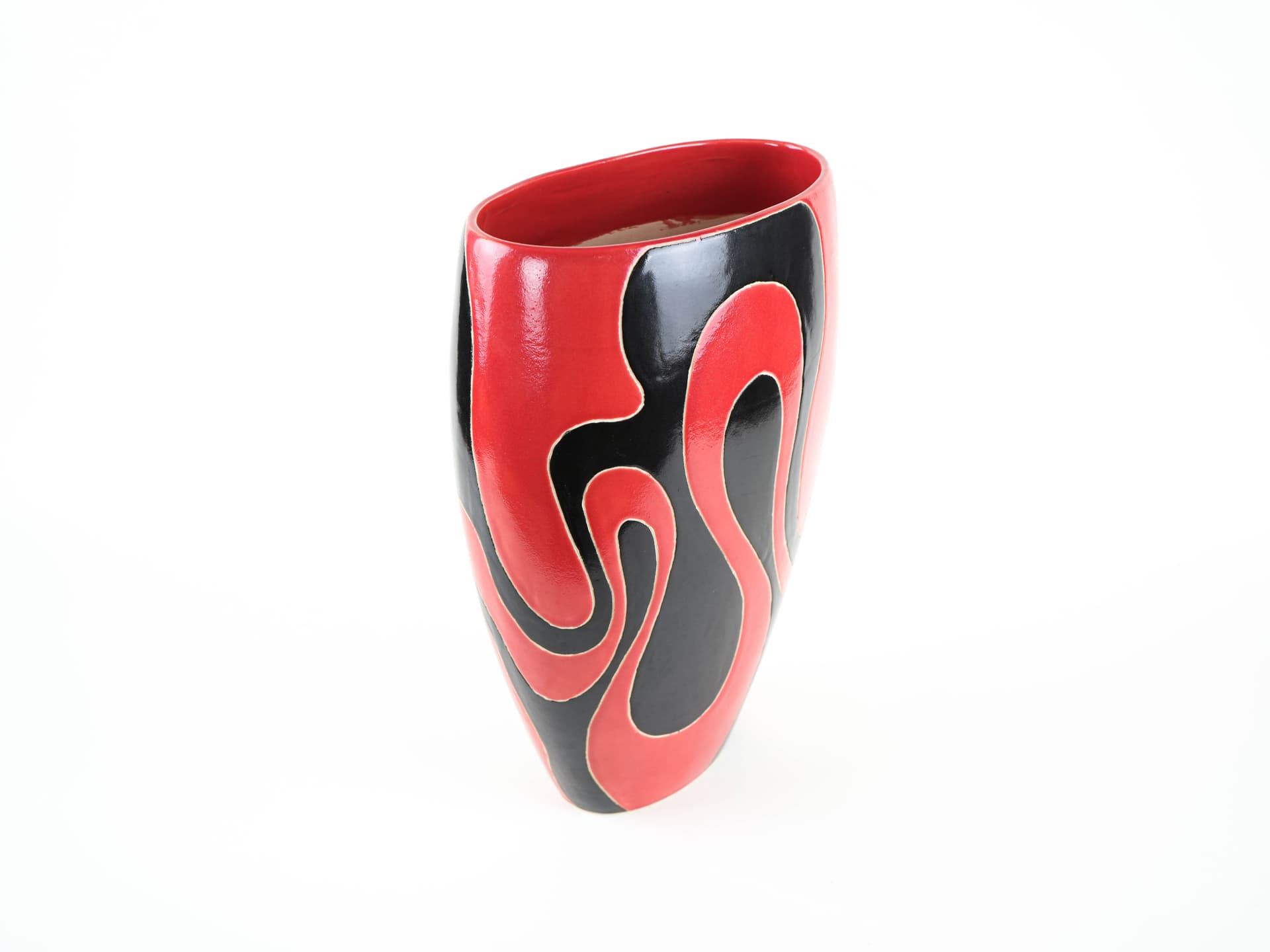 Vase, red black, ceramics, Italy, 1970s. - 322201