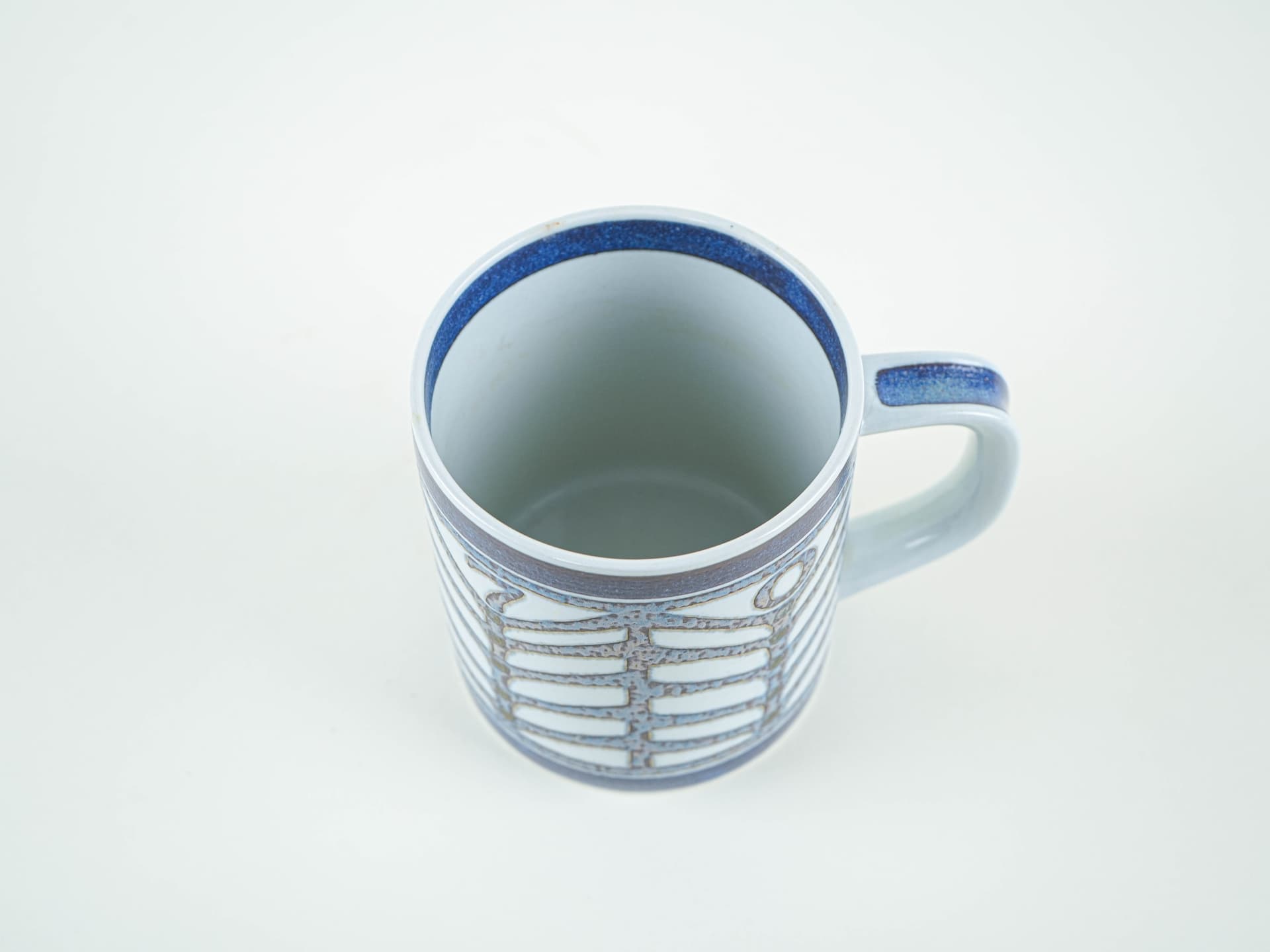 Kubek Fajance, biały niebieski, porcelana, Royal Copenhagen, Dania, lata 70. - 322208