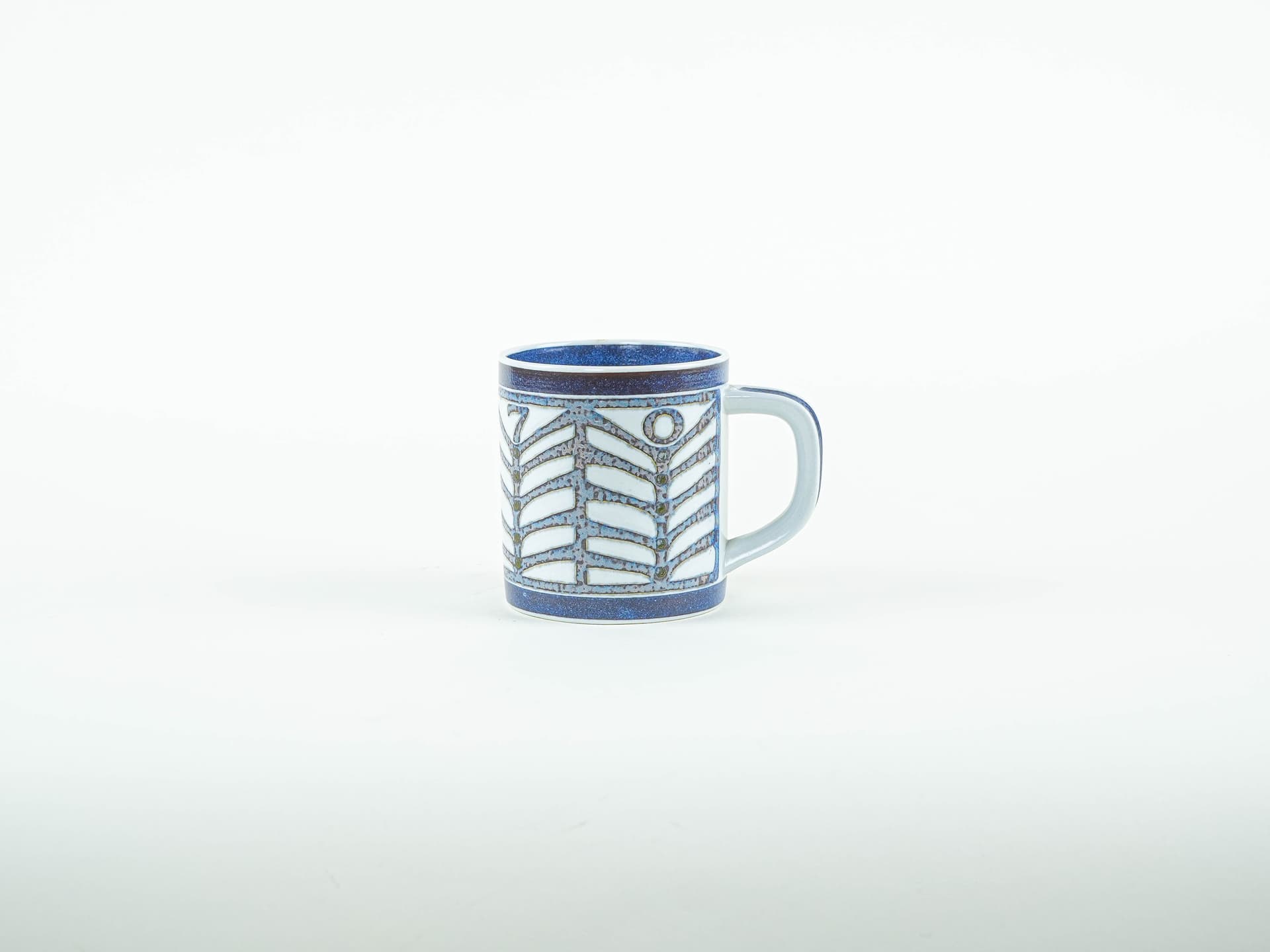 Kubek Fajance, biały niebieski, porcelana, Royal Copenhagen, Dania, lata 70. - 322205