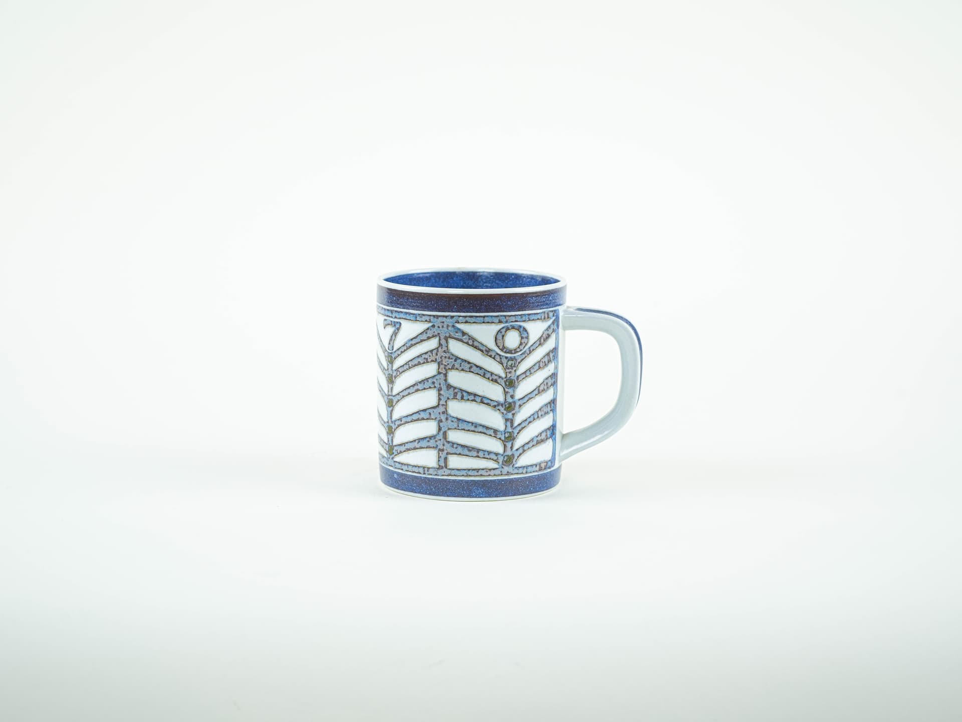 Kubek Fajance, biały niebieski, porcelana, Royal Copenhagen, Dania, lata 70. - 322206