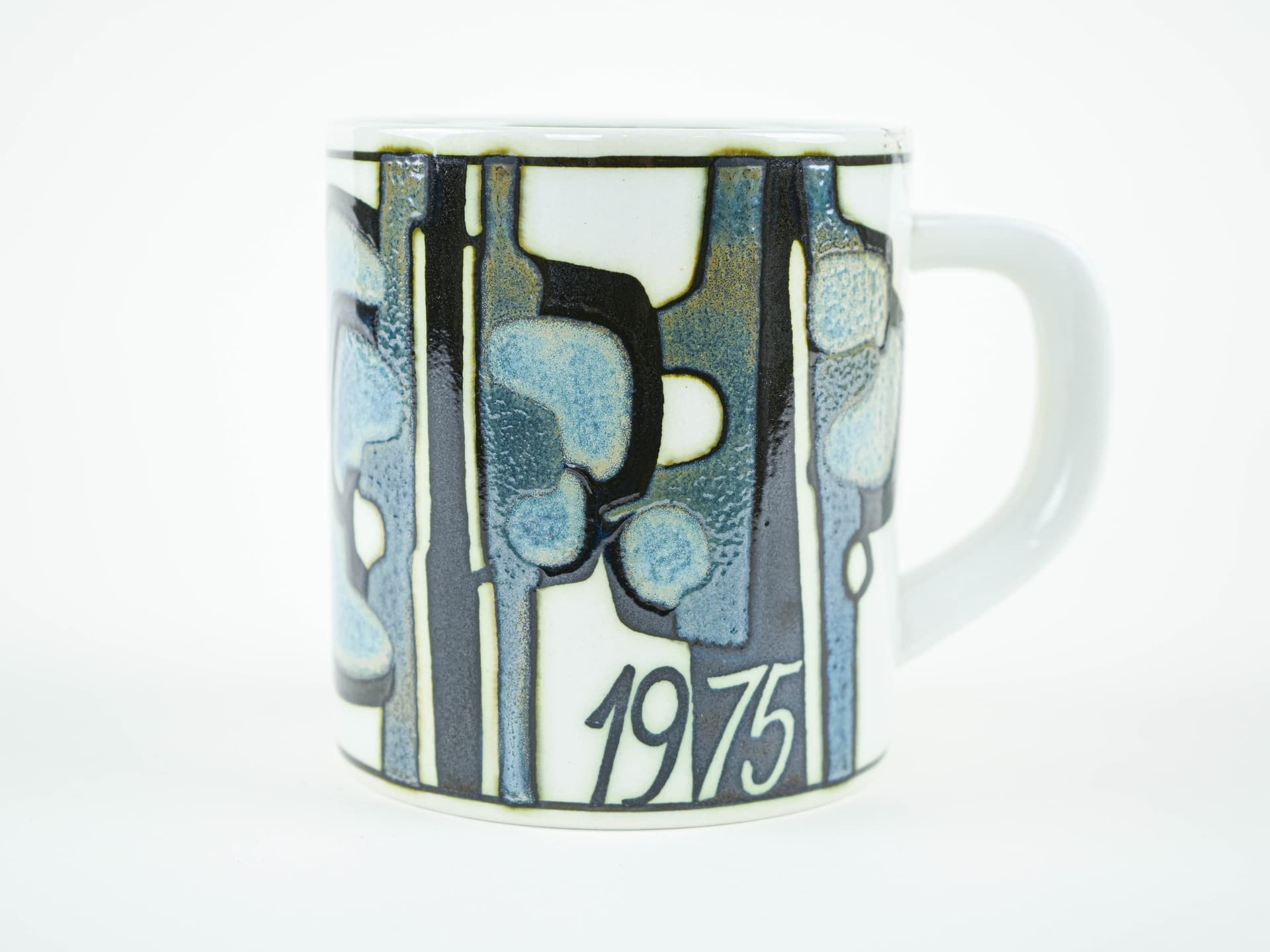 Kubek, Royal Copenhagen 1975, ceramika biała kobaltowa, proj. B. Buch, Dania, lata 70. - 322239