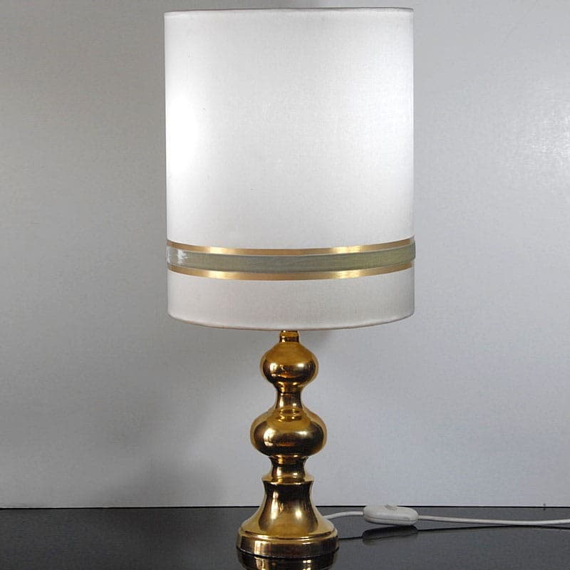 Lampa stołowa Space Age, porcelana złota, bawełna biała, Niemcy, lata 70. - 322772