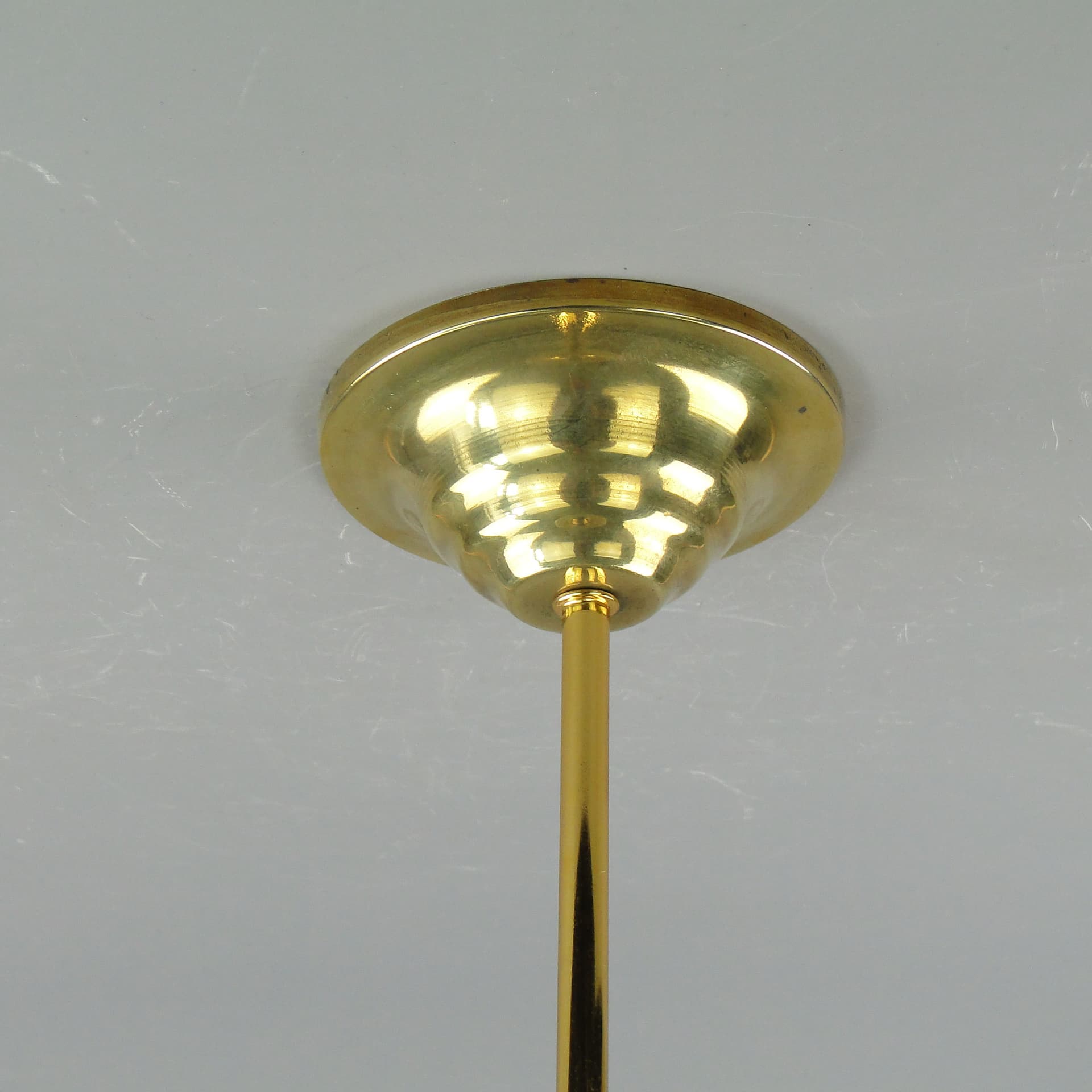Pendant Lamp Art Deco, white glass, brass, Poland, 1920s. - 2574