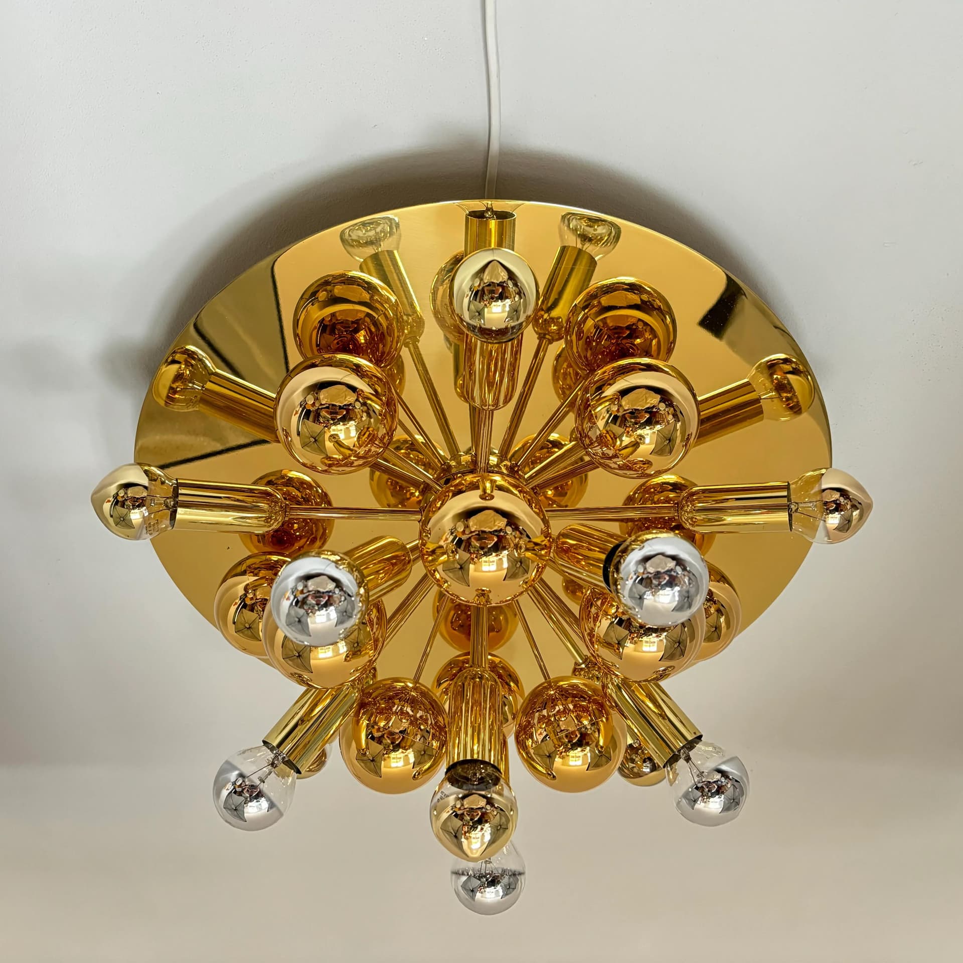 Gilded Brass Space Age Ceiling Lamp, Cosack Leuchten, Germany, 1970s - 24152