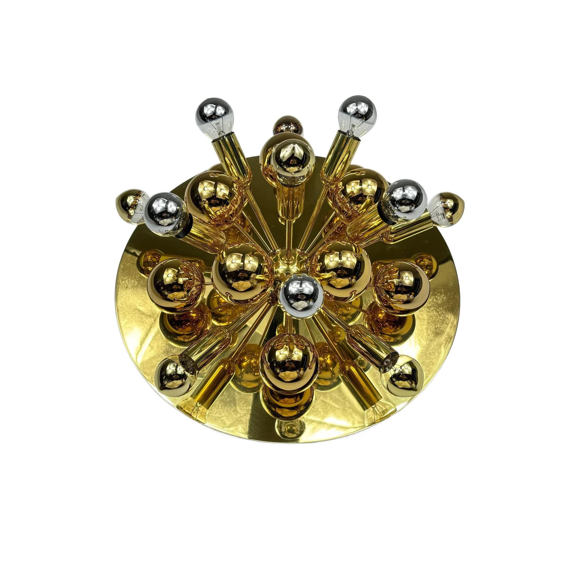 Gilded Brass Space Age Ceiling Lamp, Cosack Leuchten, Germany, 1970s