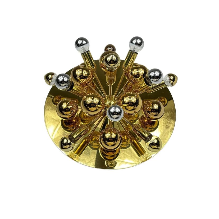 Gilded Brass Space Age Ceiling Lamp, Cosack Leuchten, Germany, 1970s