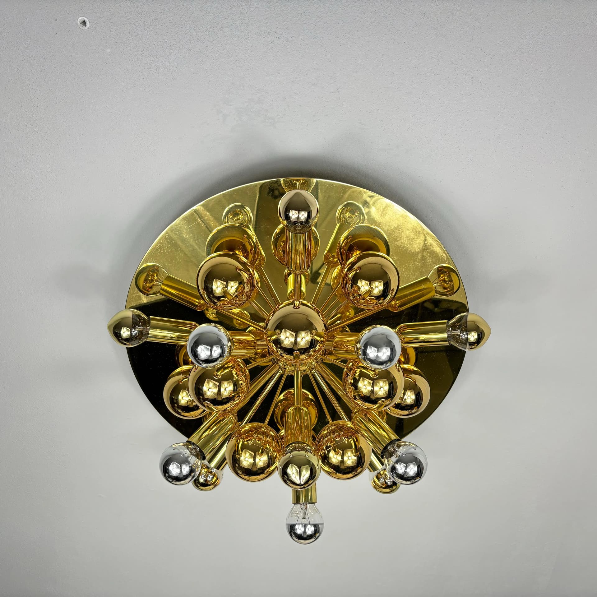 Gilded Brass Space Age Ceiling Lamp, Cosack Leuchten, Germany, 1970s - 24157