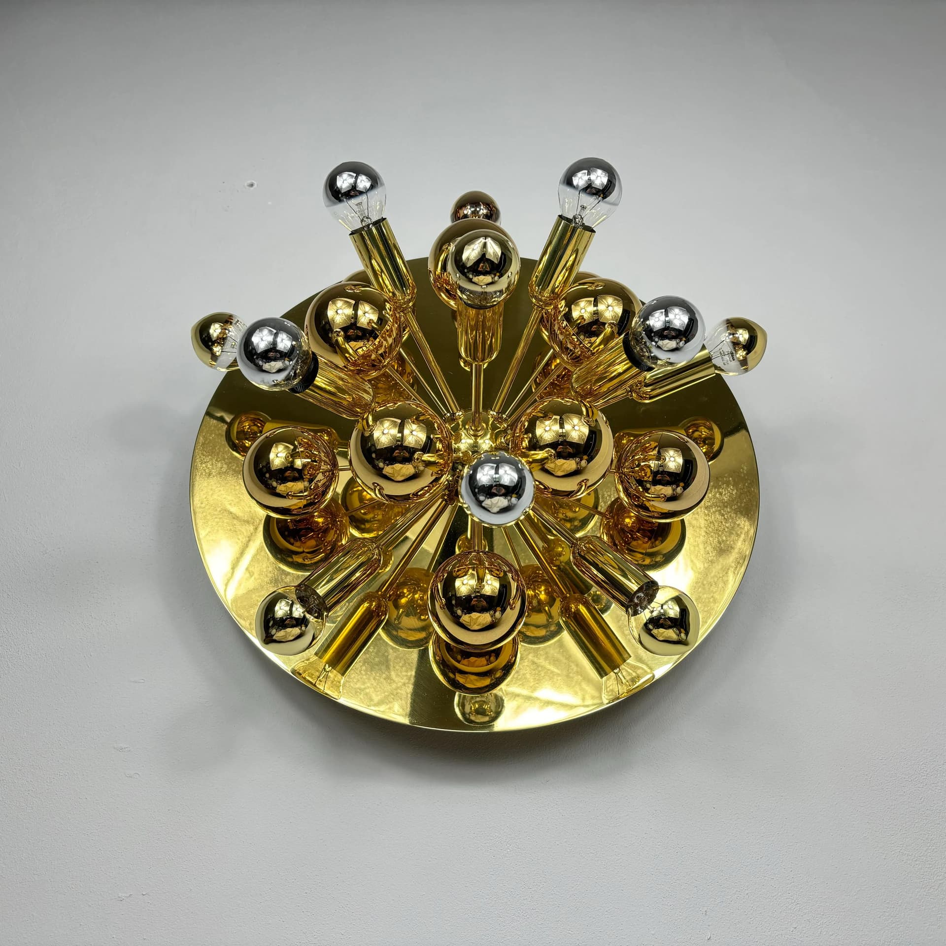 Gilded Brass Space Age Ceiling Lamp, Cosack Leuchten, Germany, 1970s - 24158