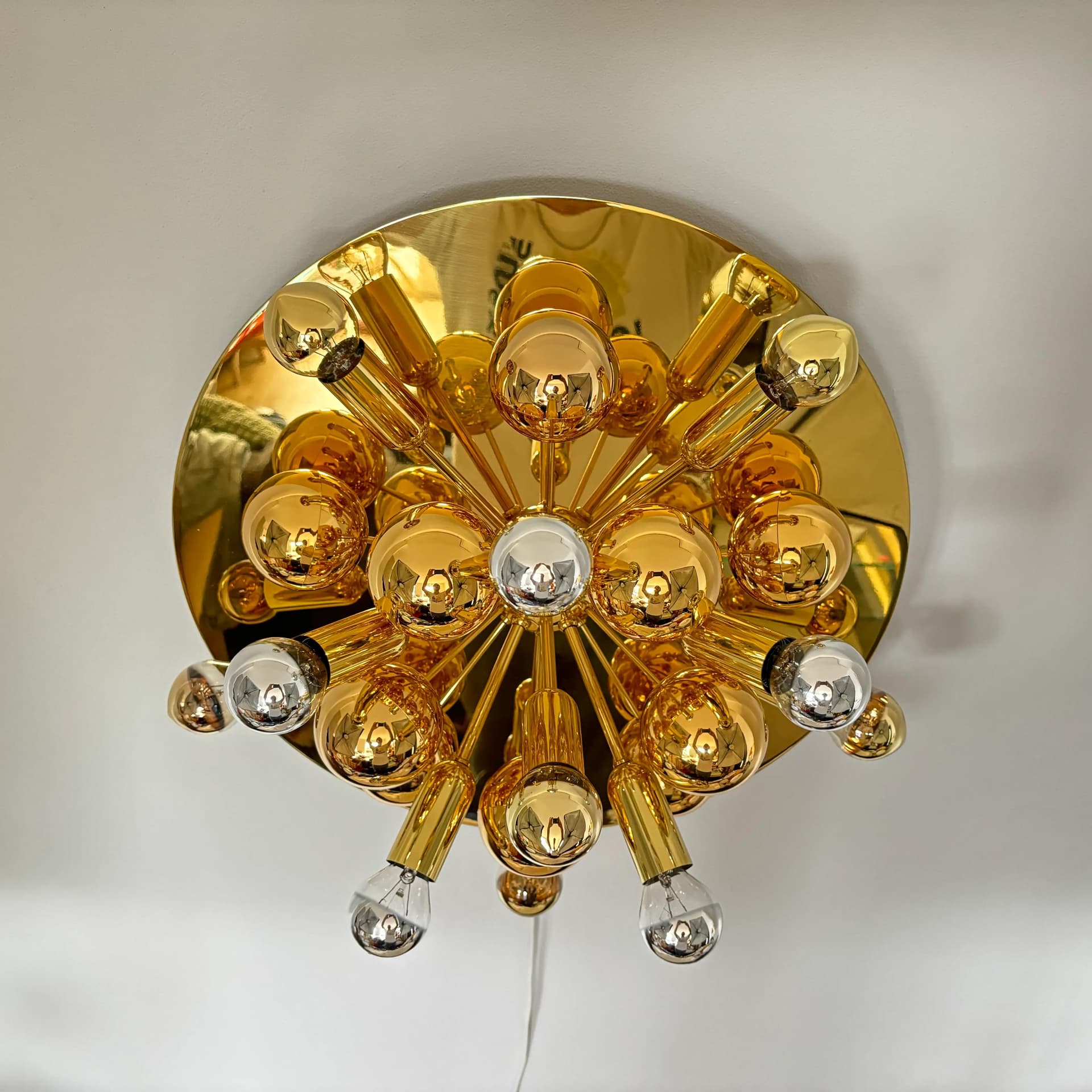 Gilded Brass Space Age Ceiling Lamp, Cosack Leuchten, Germany, 1970s - 24153