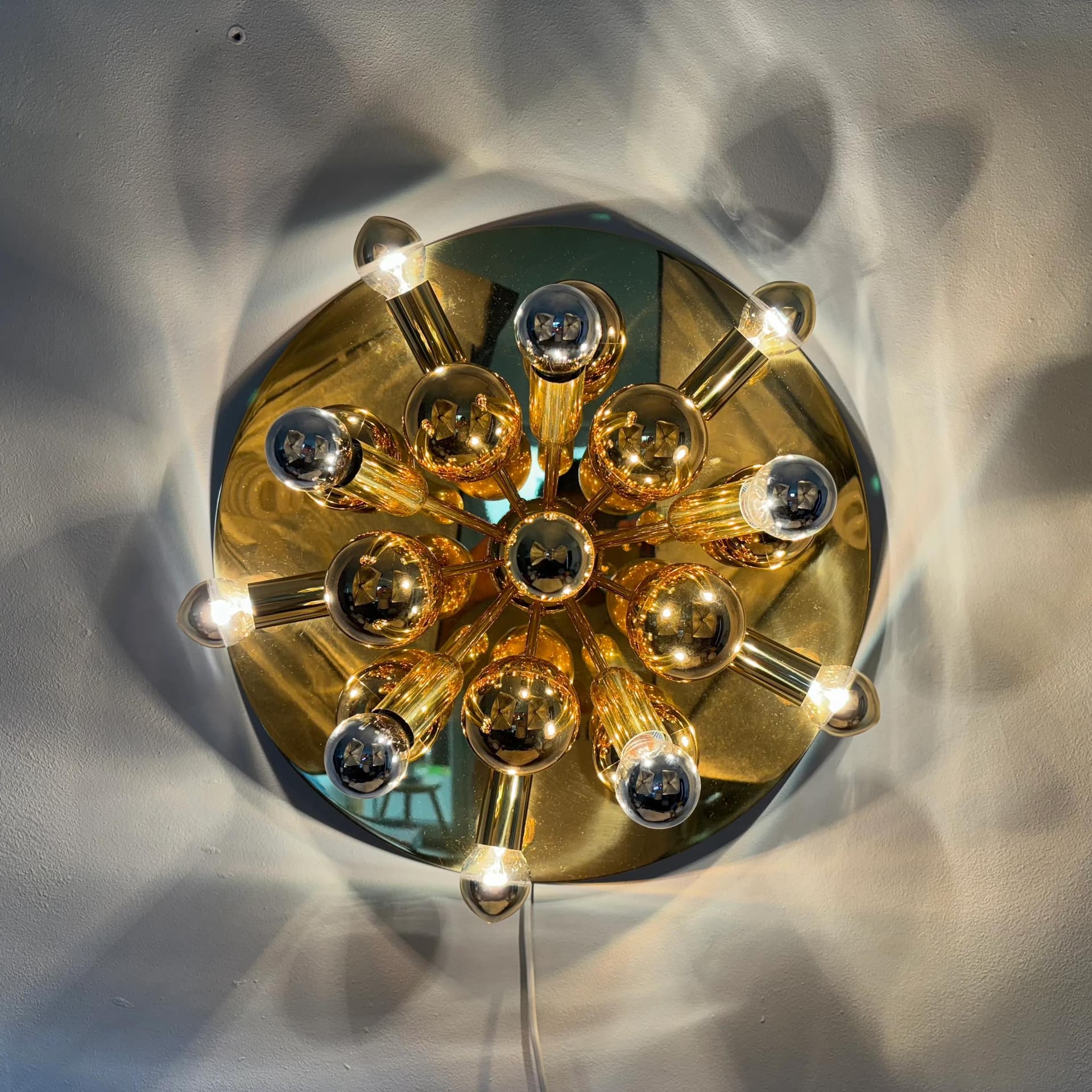 Gilded Brass Space Age Ceiling Lamp, Cosack Leuchten, Germany, 1970s - 24155