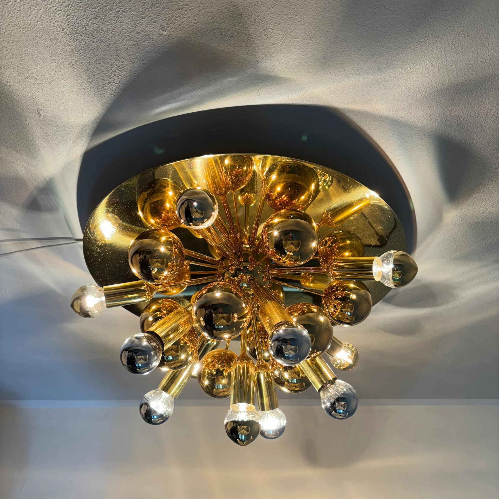 Gilded Brass Space Age Ceiling Lamp, Cosack Leuchten, Germany, 1970s - 24159