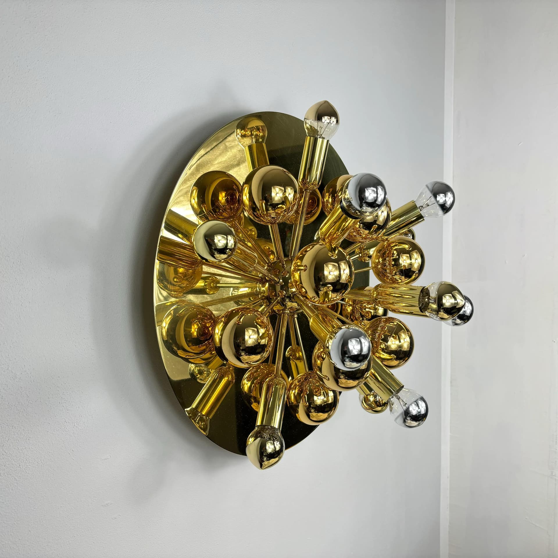 Gilded Brass Space Age Ceiling Lamp, Cosack Leuchten, Germany, 1970s - 24160