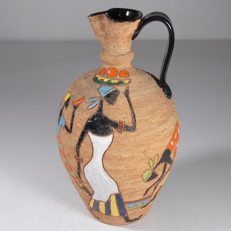 Sgraffito vase, brown ceramic, Italy, 1960s. - 322473