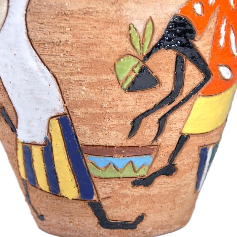 Sgraffito vase, brown ceramic, Italy, 1960s. - 324021