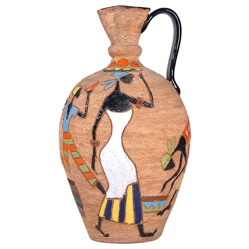 Sgraffito vase, brown ceramic, Italy, 1960s.