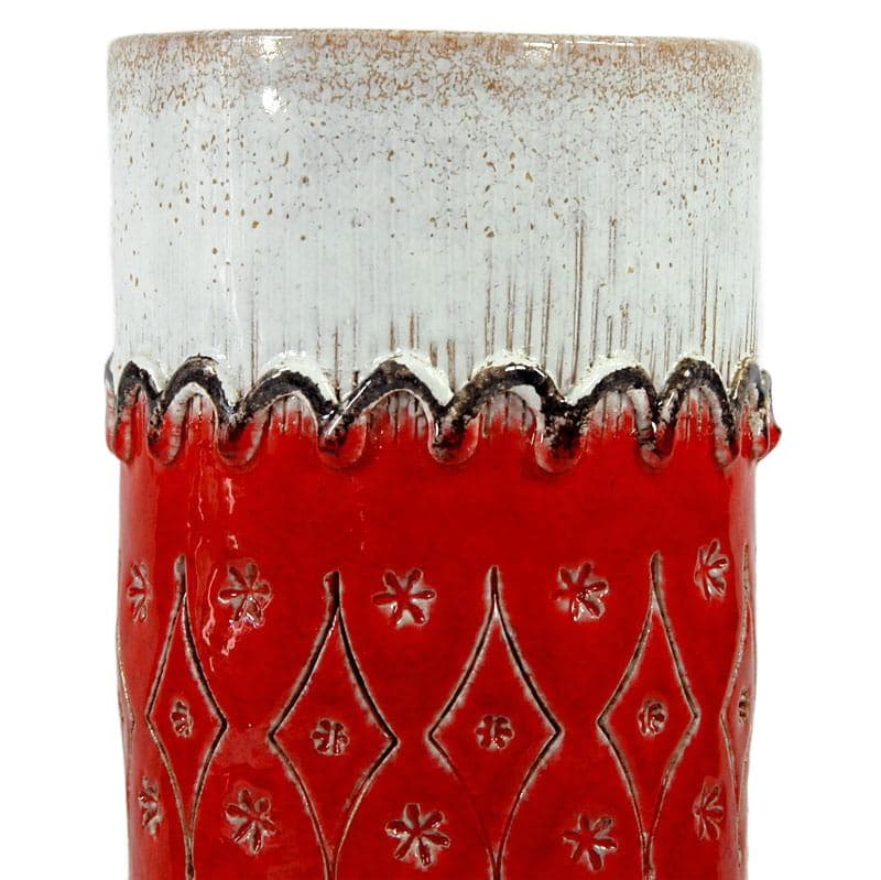 Wazon ceramiczny Nuovo Rinascimento, biały czerwony, ceramika, Włochy, lata 60. - 323983