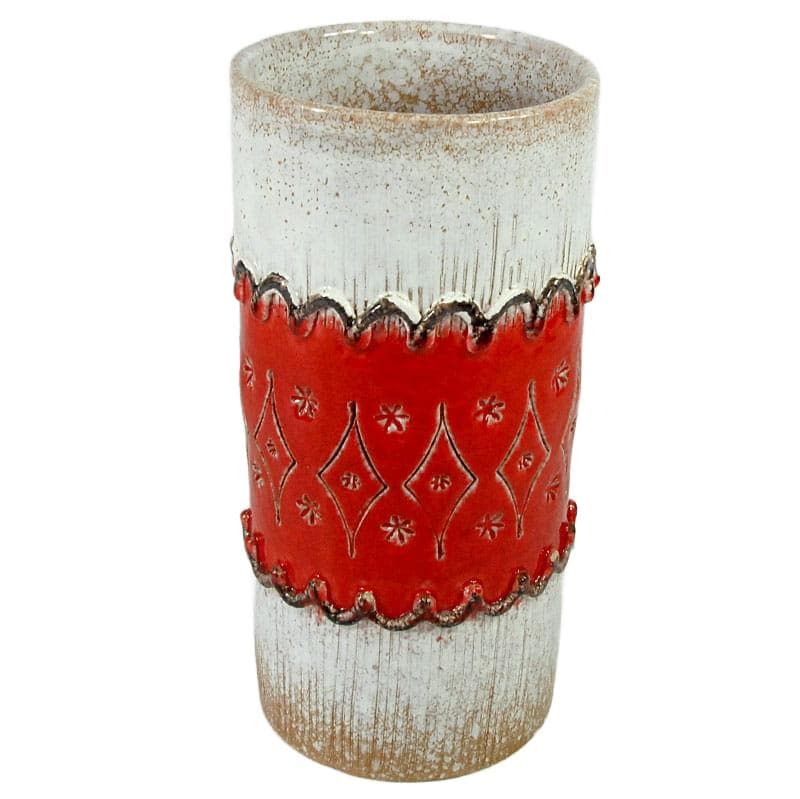 Wazon ceramiczny Nuovo Rinascimento, biały czerwony, ceramika, Włochy, lata 60. - 323984