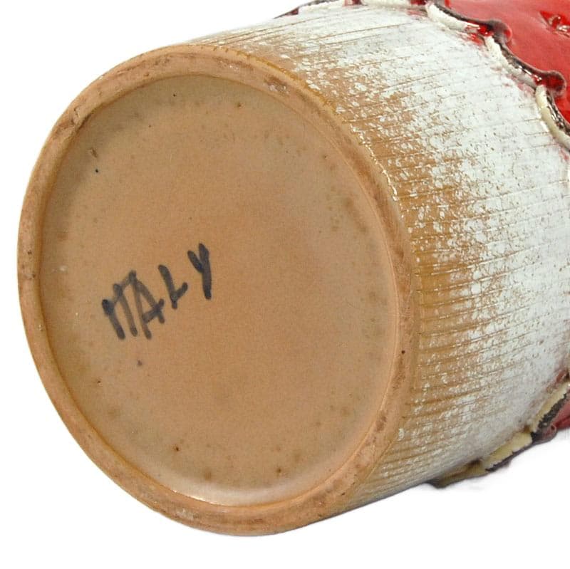 Wazon ceramiczny Nuovo Rinascimento, biały czerwony, ceramika, Włochy, lata 60. - 323990