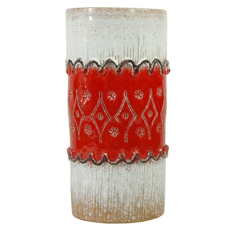 Wazon ceramiczny Nuovo Rinascimento, biały czerwony, ceramika, Włochy, lata 60. - 322310