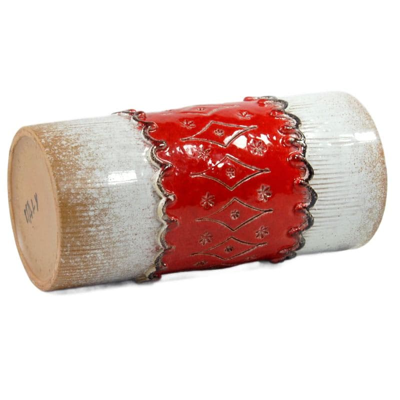 Wazon ceramiczny Nuovo Rinascimento, biały czerwony, ceramika, Włochy, lata 60. - 323989