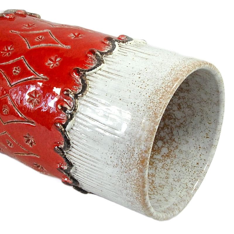 Wazon ceramiczny Nuovo Rinascimento, biały czerwony, ceramika, Włochy, lata 60. - 323986