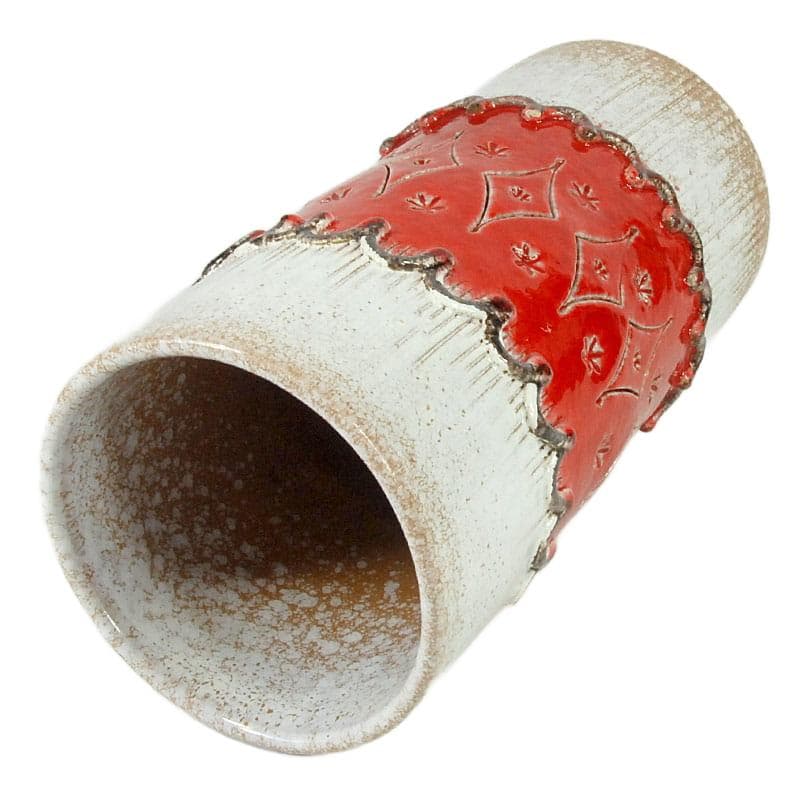 Wazon ceramiczny Nuovo Rinascimento, biały czerwony, ceramika, Włochy, lata 60. - 323985