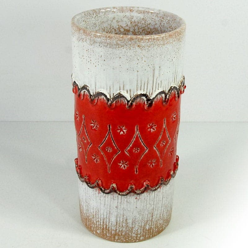 Wazon ceramiczny Nuovo Rinascimento, biały czerwony, ceramika, Włochy, lata 60. - 322309
