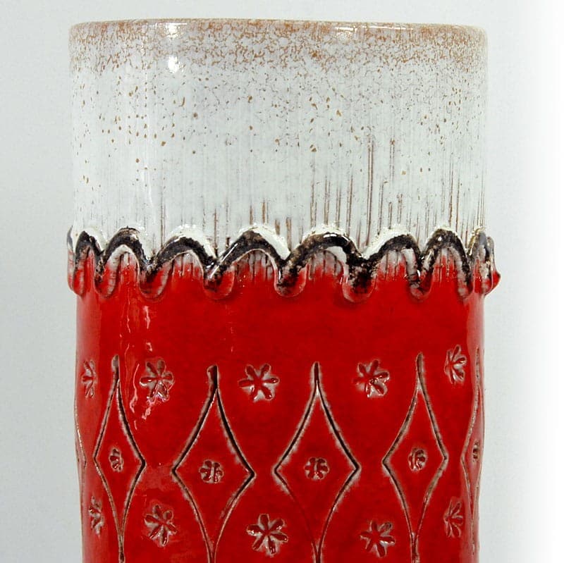 Wazon ceramiczny Nuovo Rinascimento, biały czerwony, ceramika, Włochy, lata 60. - 322308