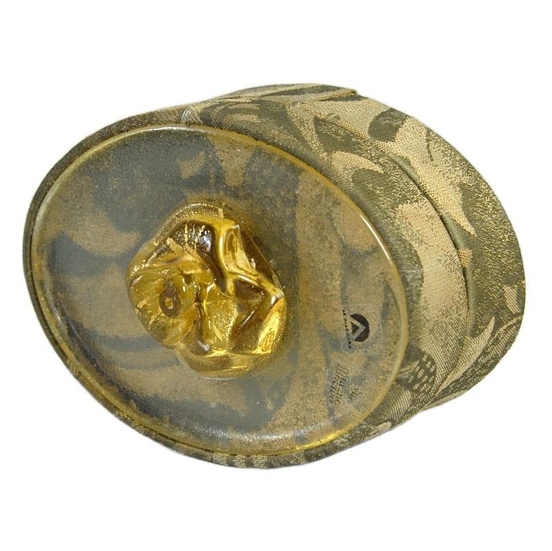 Trinket box, gold gobelin, transparent Murano glass, Italy, 1970s. - 323977