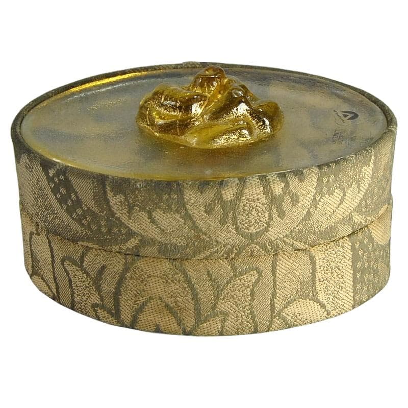 Trinket box, gold gobelin, transparent Murano glass, Italy, 1970s.