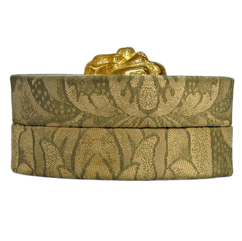 Trinket box, gold gobelin, transparent Murano glass, Italy, 1970s. - 323976