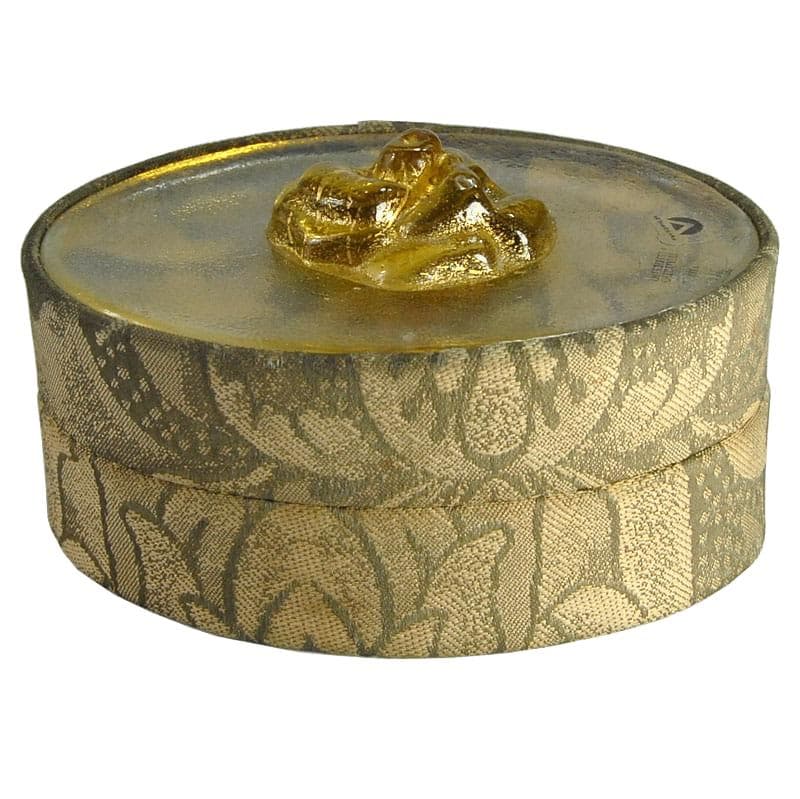Trinket box, gold gobelin, transparent Murano glass, Italy, 1970s. - 323974