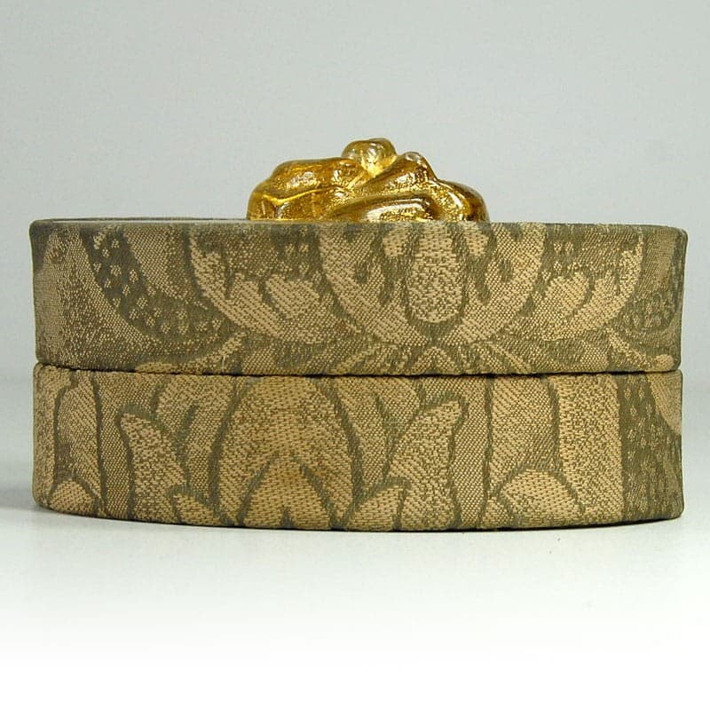 Trinket box, gold gobelin, transparent Murano glass, Italy, 1970s. - 322948