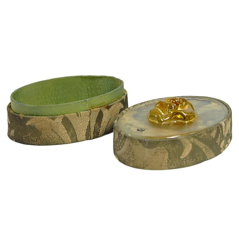 Trinket box, gold gobelin, transparent Murano glass, Italy, 1970s. - 323978