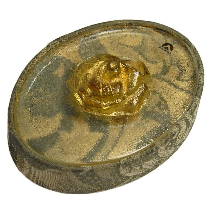 Trinket box, gold gobelin, transparent Murano glass, Italy, 1970s. - 323975