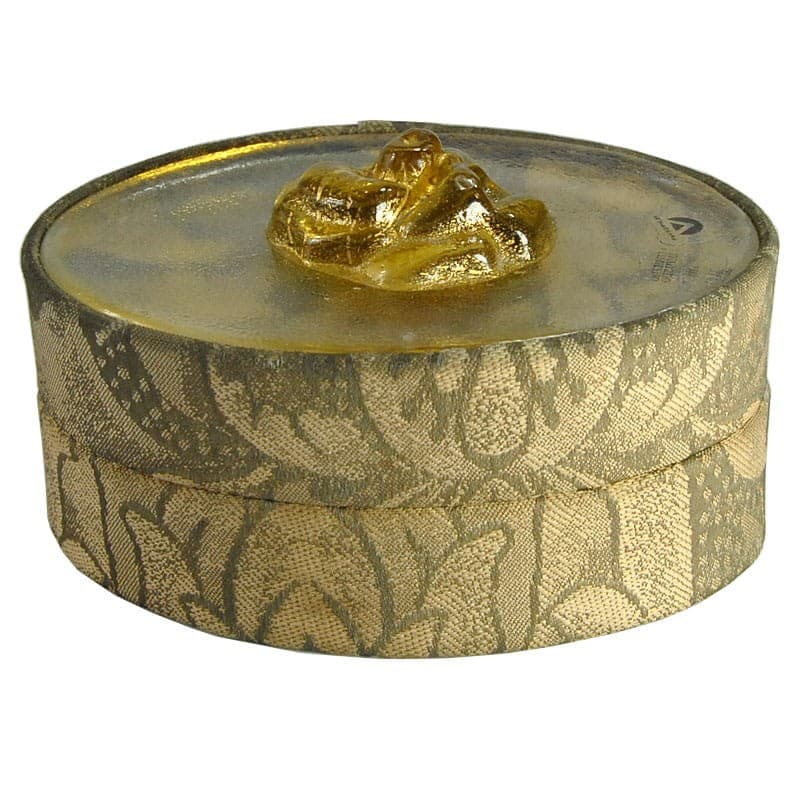 Trinket box, gold gobelin, transparent Murano glass, Italy, 1970s. - 322949